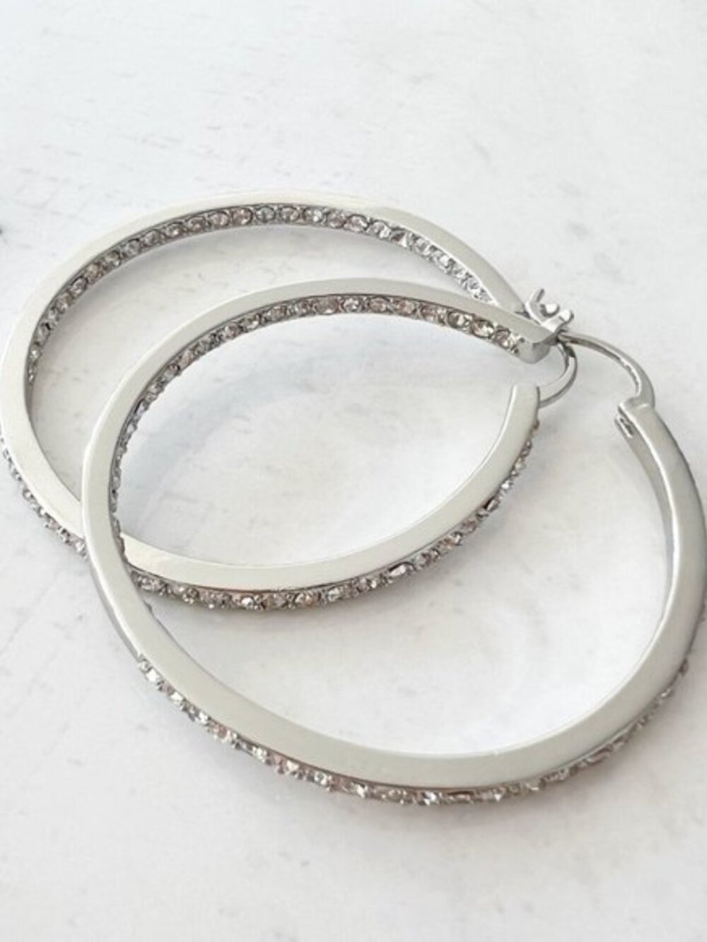 Chloe + Isabel | Jewelry | Chloe Isabel Crystal Pave Hoop Earrings Silver